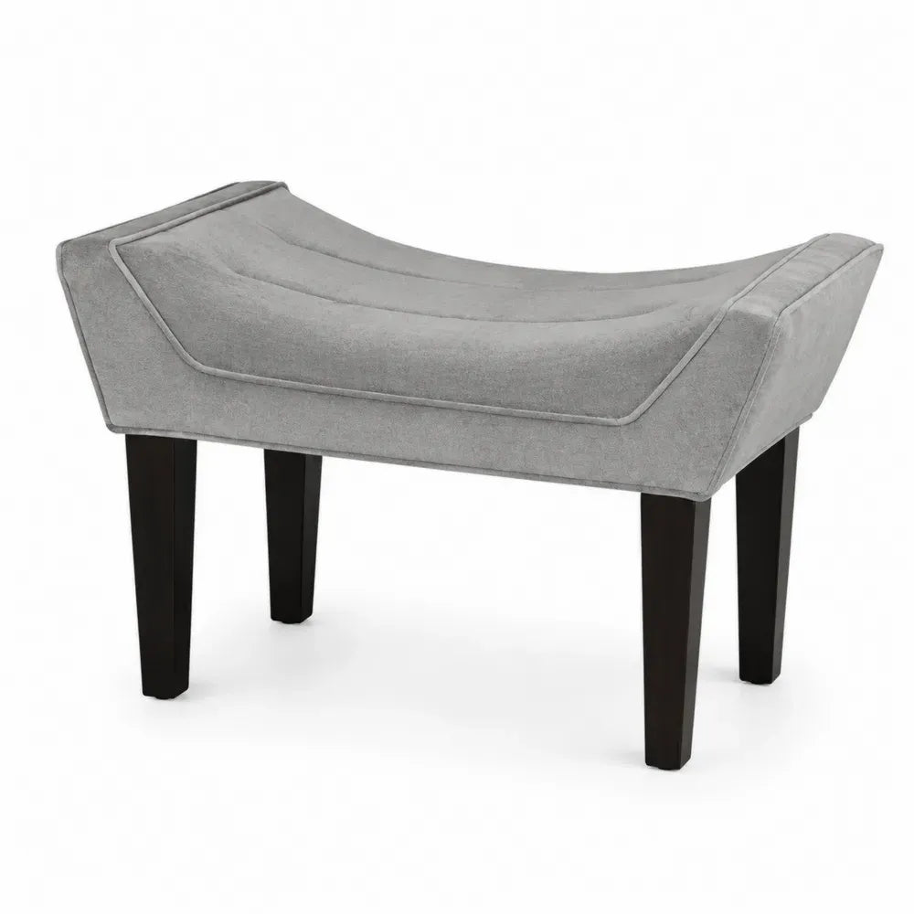 Schlafzimmerbank Polsterbank mit erhöhten Seiten rechteckig Polyester-Velours Kautschukholz Grau Schwarz 100 x 45 x 50 cm