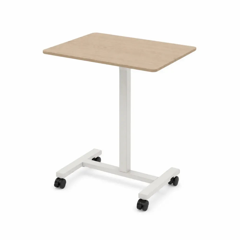 Mobiler Laptoptisch Schreibtisch auf Rollen rechteckig MDF Stahl Eiche Weiß Schwarz 60 x 40 x 75 cm