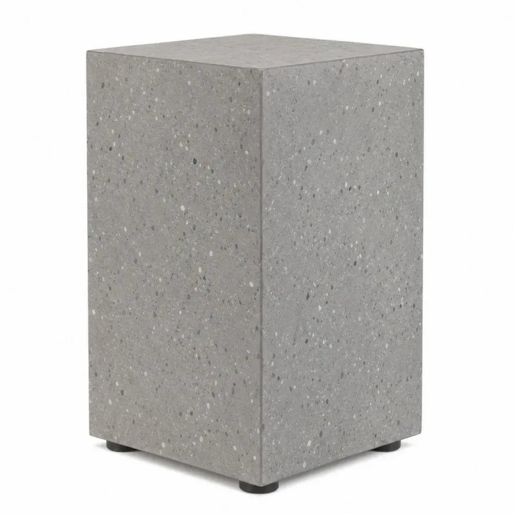 Garten Beistelltisch quaderförmig Magnesiumoxid Zementverbund Terrazzooptik Grau Schwarz 35 x 35 x 55 cm