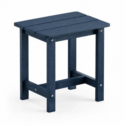 Garten Beistelltisch aus HDPE Kunststoff mit Lattenplatte quadratisch Dunkelblau 45 x 45 x 45 cm