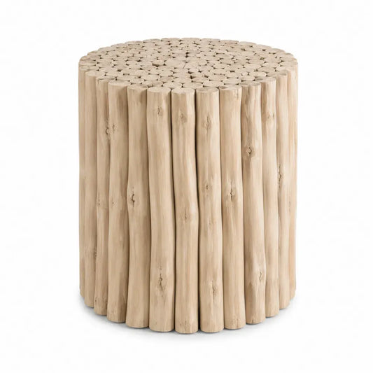 Beistelltisch Gartentisch rund zylindrisch massives Teakholz Naturfarben 45 x 45 x 45 cm