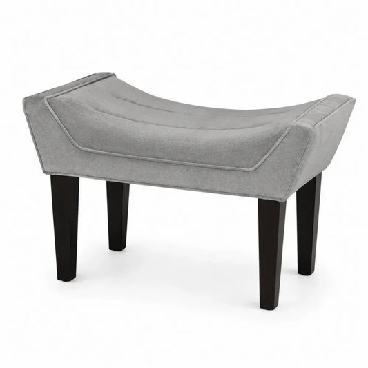 Schlafzimmerbank Polsterbank mit erhöhten Seiten rechteckig Polyester-Velours Kautschukholz Grau Schwarz 100 x 45 x 50 cm