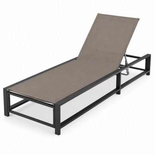Sonnenliege Gartenliege mit verstellbarer Rückenlehne Aluminiumrahmen und PVC-beschichtetem Polyestergewebe Taupe Schwarz 195 x 65 x 32 cm